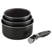 Ollas de aluminio con mango extraíble para cocinar.