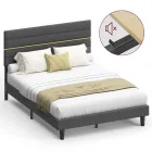 Cama tapizada VASAGLE 140x200 cm con cabecero metálico