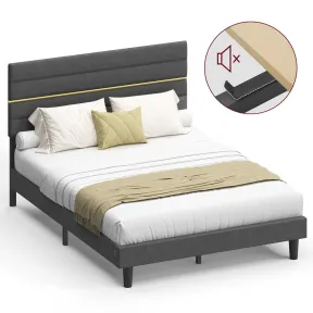 Cama tapizada VASAGLE 140x200 cm con cabecero metálico