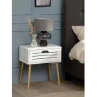 Mesita BROBY de noche en color bambú blanco con 1 cajón.