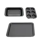 Set de moldes antiadherentes: bandeja, cake y fuente gris
