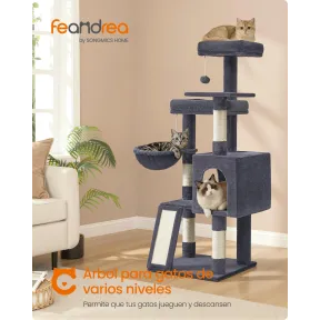 Torre para gatos Feandrea con rascador y plataformas, 136cm