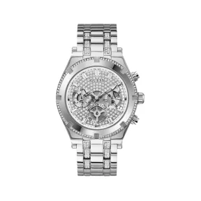 Reloj cronógrafo plateado de acero reciclado - GUESS
