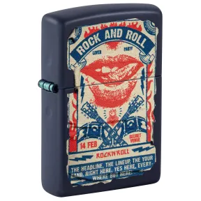Encendedor Zippo Rock & Roll Azul Marino a Prueba de Viento