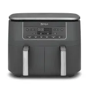 Freidora de Aire Ninja Doble, 7,6 L, 6 en 1, Gris Metalizado