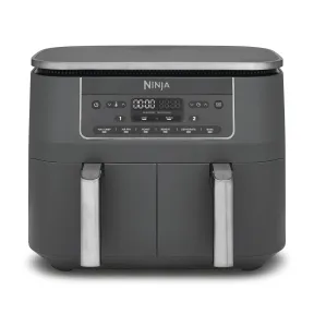 Freidora de Aire Ninja Doble, 7,6 L, 6 en 1, Gris Metalizado