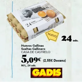 Huevos sueltos de gallinas CASA DE CASTRELO - 24 unidades