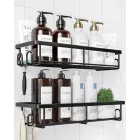 Estantería de Baño Negro Kitsure 2 Piezas Acero Inoxidable Sin Taladro