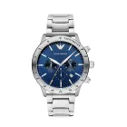 Reloj de acero plateado y azul marino - Emporio Armani