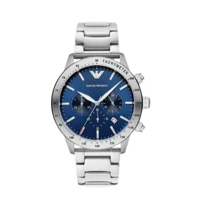 Reloj de acero plateado y azul marino - Emporio Armani