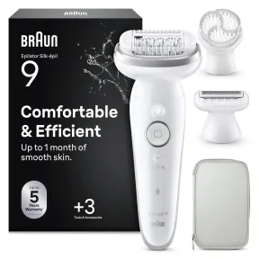 Depiladora Eléctrica Braun Silk·épil 9 para Mujer, Plata