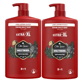 Old Spice Gel de Ducha y Champú 3 en 1 Wolfthorn, 2x1L