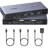 KVM UGREEN Switch DisplayPort 1.4 8K/4K y Hub USB 3.0