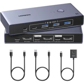 KVM UGREEN Switch DisplayPort 1.4 8K/4K y Hub USB 3.0