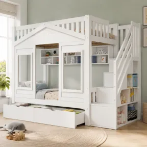 Cama Litera Blanca de Madera Maciza (90x200 cm) a 536,99 €
