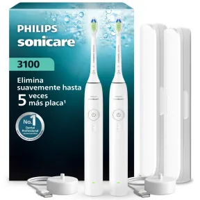 Philips Sonicare 3100 HX407241: Pack 2 cepillos con estuches
