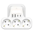 Regleta Enchufe 7 en 1 con 2 USB y LED, Ladrón Plano