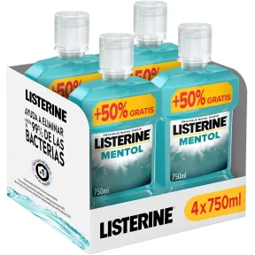 Enjuague Bucal Listerine Mentol 750 ml, Protección 24h