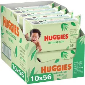 Toallitas para Bebé Huggies Natural Care, Aloe Vera, 560 unidades