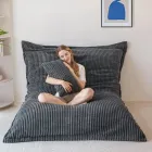 Puff XXL de Pana Suave, Cojín Grande con Funda Extraíble