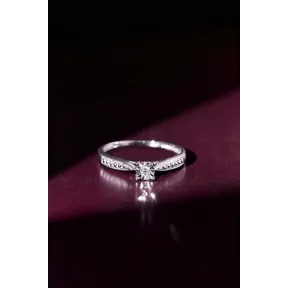 Merveille Alianza Solitaire - Diamante y Oro Blanco
