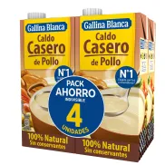 Caldo de Pollo 100% Natural Gallina Blanca - 1L (Paquete de 4)