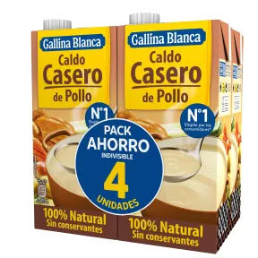 Caldo de Pollo 100% Natural Gallina Blanca - 1L (Paquete de 4)