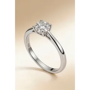 Anillo de diamante y oro blanco - Alianza Solitario