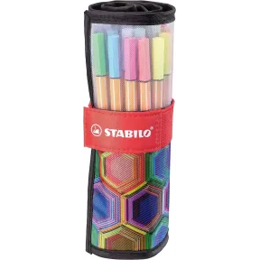 Estuche enrollable con 25 rotuladores STABILO point 88 ARTY