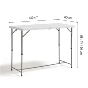 Mesa Multifuncional Plegable Portátil Blanca 122x60 cm