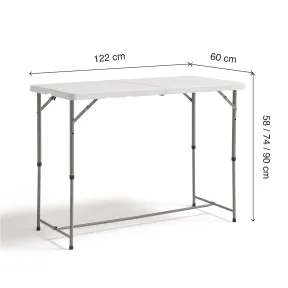 Mesa Multifuncional Plegable Portátil Blanca 122x60 cm