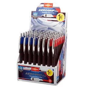 Bolígrafos AEROGRIP Plus Office: Pack de 48 colores variados
