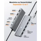 Base Triple Pantalla HDMI 4K y USB-C de 12 en 1
