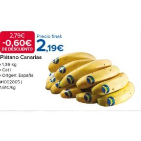 Plátano de Canarias a 1,36 euros el kilo en Costco