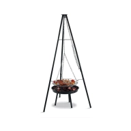 Parrilla colgante de acero con barbacoa de altura regulable