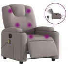 Sillón Eléctrico de Masaje Reclinable en Tela Gris Taupe