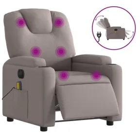 Sillón Eléctrico de Masaje Reclinable en Tela Gris Taupe