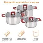 Juego de Ollas de Inducción de Acero Inoxidable 3 Unidades