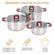 Juego de Ollas de Inducción de Acero Inoxidable 3 Unidades