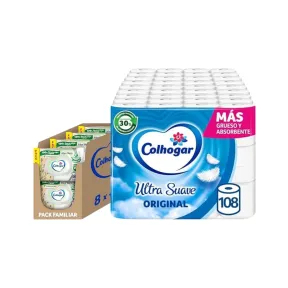 Ahorra con Pack Colhogar Ultra Suave 108 Rollos + Toallitas