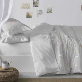 Funda Nórdica 100% Algodón Gris para Cama 90 - Burrito Blanco