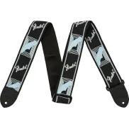 Correa de guitarra Fender Monogram, negra y azul, 2"