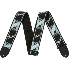 Correa de guitarra Fender Monogram, negra y azul, 2"