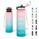 Botella motivacional de agua 1L con pajita y marcador BPA free