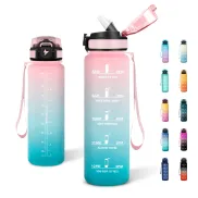 Botella motivacional de agua 1L con pajita y marcador BPA free