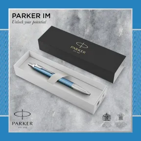 Bolígrafo Parker IM Premium azul-gris con estuche regalo.