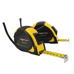Cinta métrica amarilla Amazon Basics con cierre automático, 8 m
