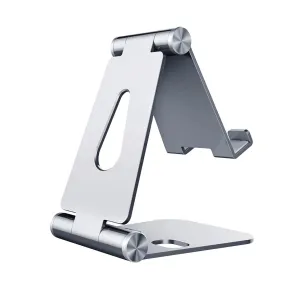 Soporte ajustable de sobremesa M para tablet y teléfono - Plata