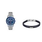 Orologio Sport Uomo FOSSIL con Bracciale in Cuoio Blu
