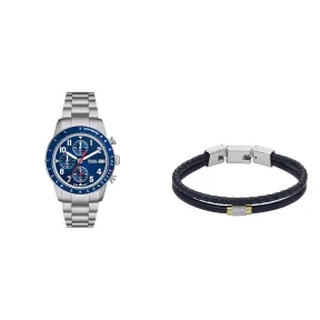 Orologio Sport Uomo FOSSIL con Bracciale in Cuoio Blu